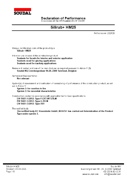 Silirub+ HM25 DoP 232130