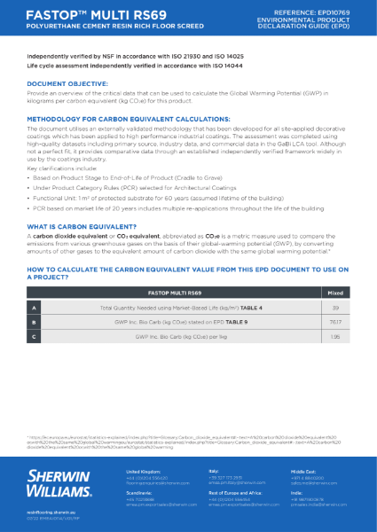 FasTop RS69 EPD Certificate