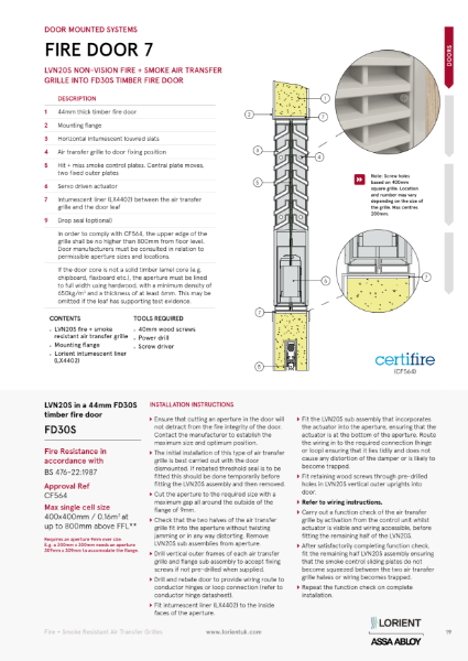 LVN20S into 44mm timber fire door (Door 7)