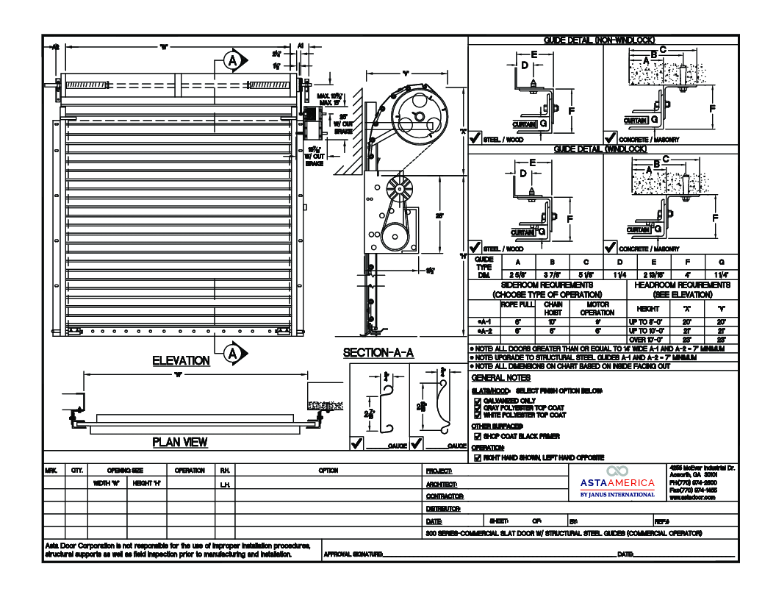 Model 324 Motor and Structural Guides Shop Drawing