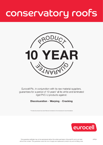 Conservatory Roofs 10 Year Guarantee Certificate