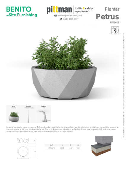 Benito Petrus Planter Data Sheet