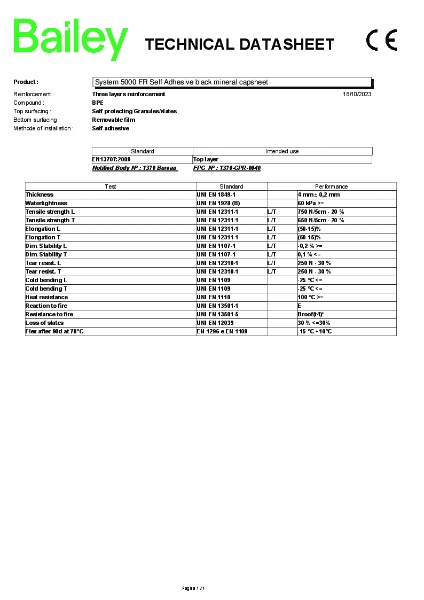 B-5000-FR-SA - Bailey System 5000 FR Self-Adhesive Black Mineral