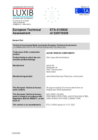 ETA Certificate stainless steel tension components (extended)