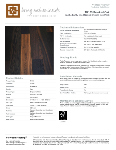 TK103 Smoked Oak I Technical Datasheet