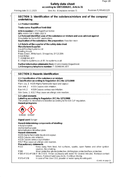 MSDS - RapidRoof Pro - Anti-Skid