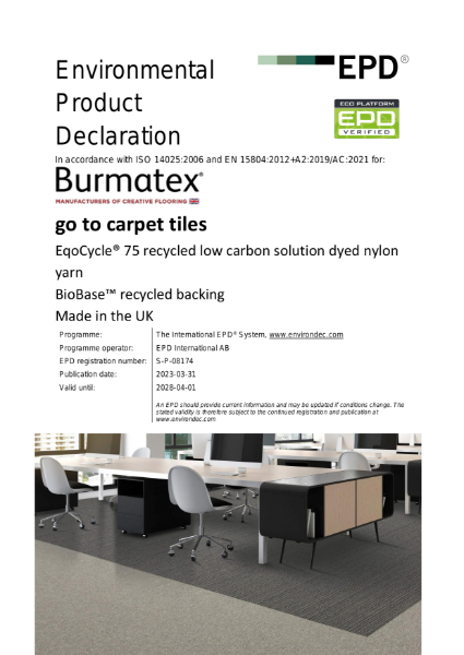 EPD certificate for go to carpet tiles