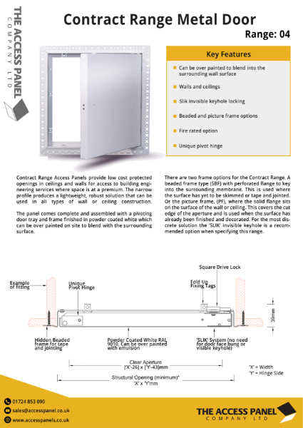 Contract Range Access Panel Data Sheet