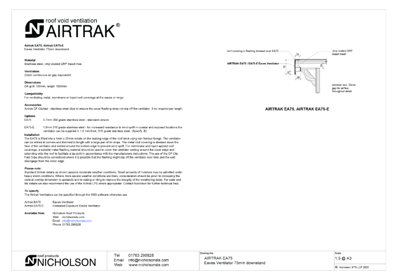 AIRTRAK EA75 Technical Data Sheet