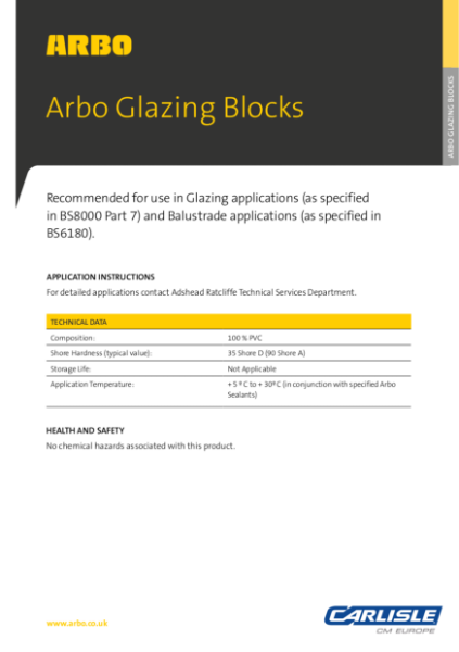 ARBO Glazing Blocks Data Sheet