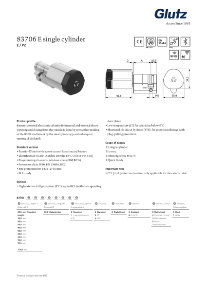 83706 E-Cylinder Single