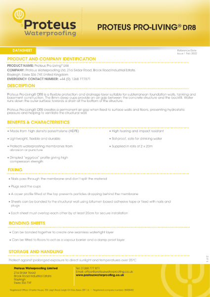 Product Data Sheet - Proteus Pro-Living® DR8