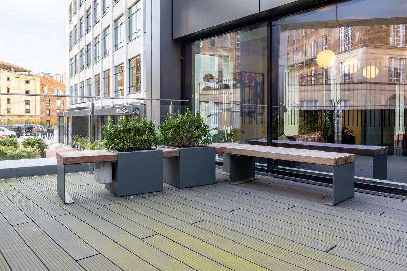 Bespoke planters with integrated bench tops elevate terraces at The Fairfax