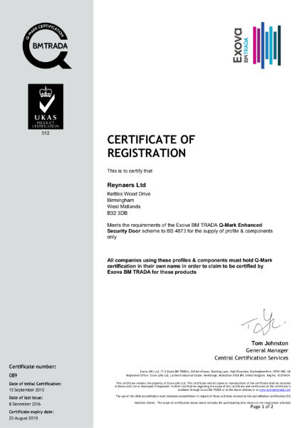 Q-Mark Enhanced Security Door scheme