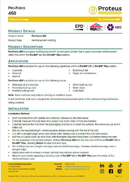Product Data Sheet - Pro-Force 450