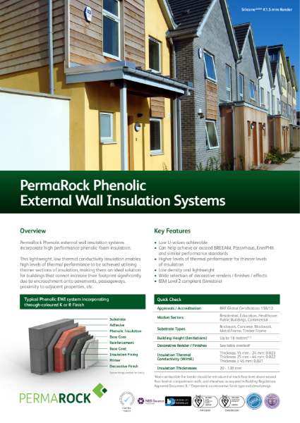 PermaRock Phenolic External Wall Insulation Systems (lightweight, low thermal conductivity insulation systems)
