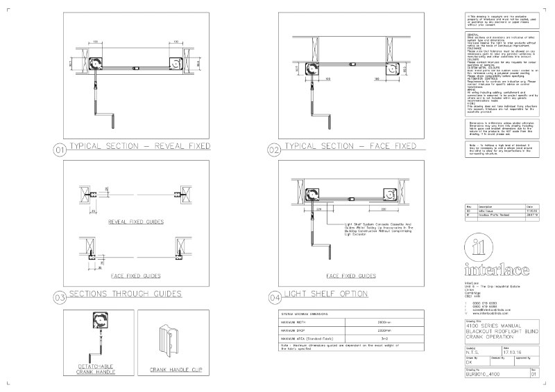 4100 Series Blackout Blind - Drawing Manual Rooflight