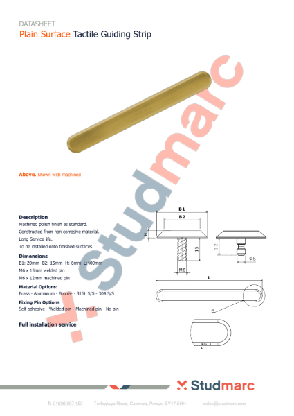 Plain Surface Tactile Guiding Strip - Datasheet