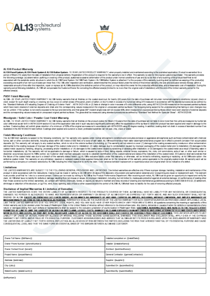 AL13 Product Warranty