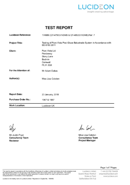 POSIglaze 17.5mm Test Report