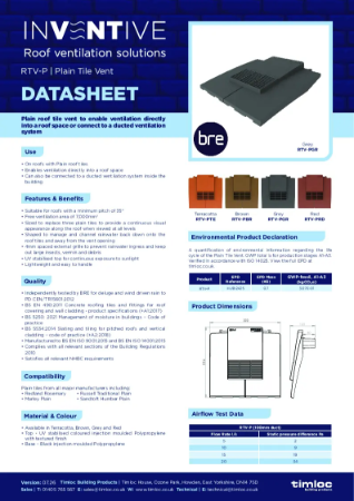 Plain Roof Tile Vent Datasheet