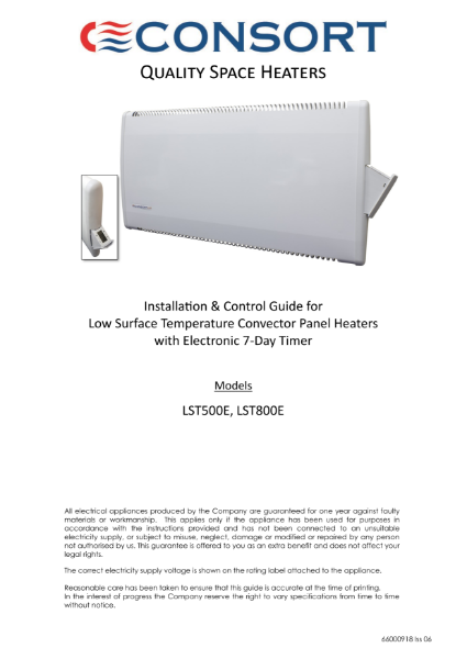 LSTE Panel Heater user instructions