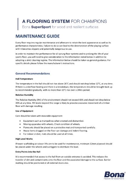 Bona SuperSport HD - Maintenance Guide