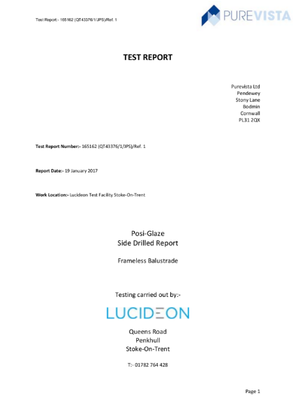 POSIglaze Side Drilled 1.5kN mtr Test Report