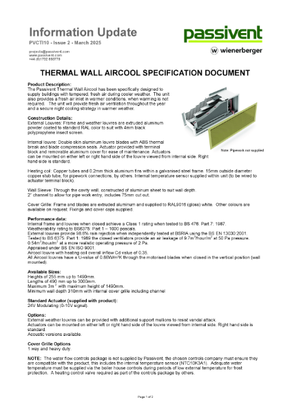 Passivent Specification Document - Thermal Wall Aircool