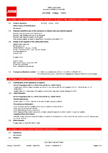 73424 J33 Safety Datasheet