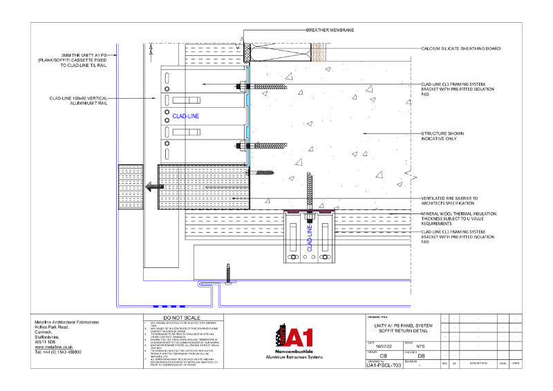 Unity A1 PS-03 Soffit Return Technical Drawing