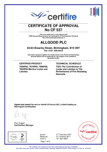 Certifire Certificate CF 537
