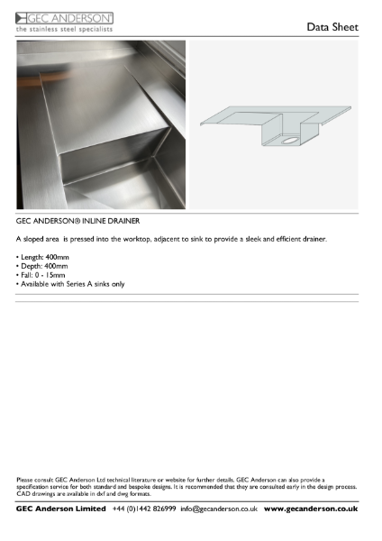 GEC Anderson Data Sheet - Inline Drainer