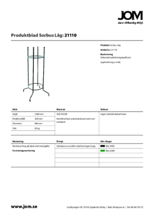 Produktblad - Sorbus 21101 | JOM / Järn i offentlig miljö | Lattira Source