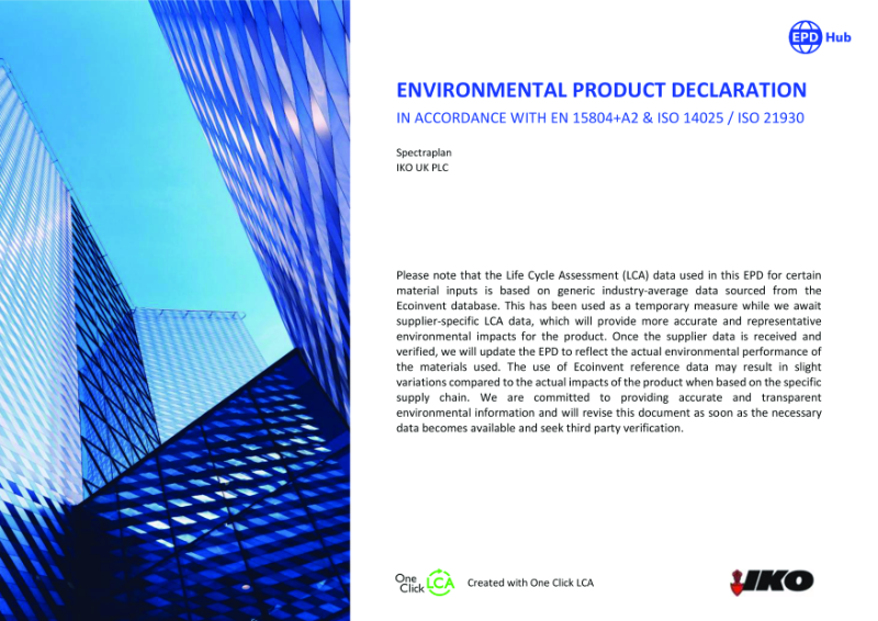 EPD Certificate - IKO Spectraplan TPE Membrane