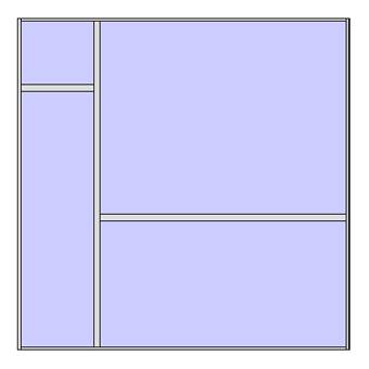 Unitized curtain walling system with 4 panels (2x2 arrangement 1)