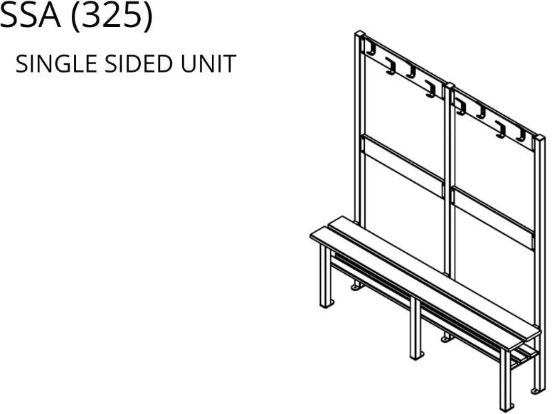 Single Island Bench Unit With Peg Rail (SSA Series)