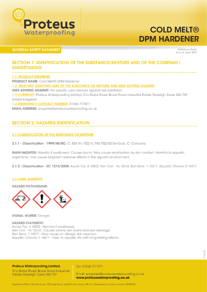 MSDS_Cold Melt DPM Hardener