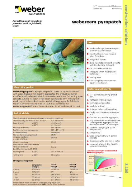 webercem pyrapatch - Technical datasheet