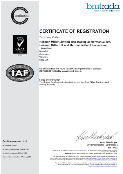 ISO 9001 Herman Miller Certification