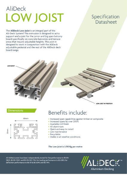 AliDeck Low Joist Datasheet