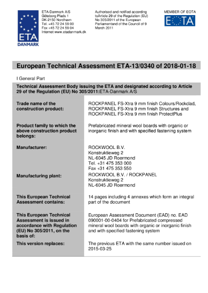 Rockpanel European Technical Assessment
