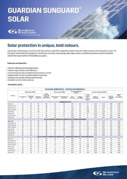 SunGuard® Product flyers - Solar Flyer