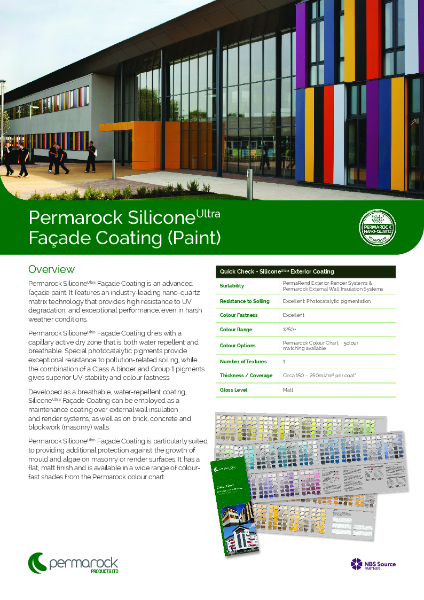 Permarock SiliconeUltra Façade Coating (advanced façade paint with nano-quartz matrix technology and high resistance to UV)