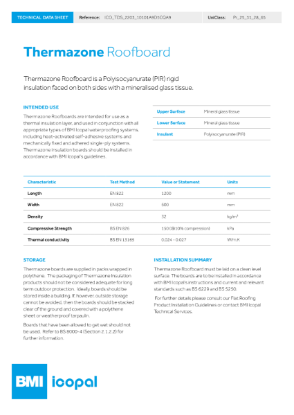 Thermazone Roofboard Technical Data Sheet