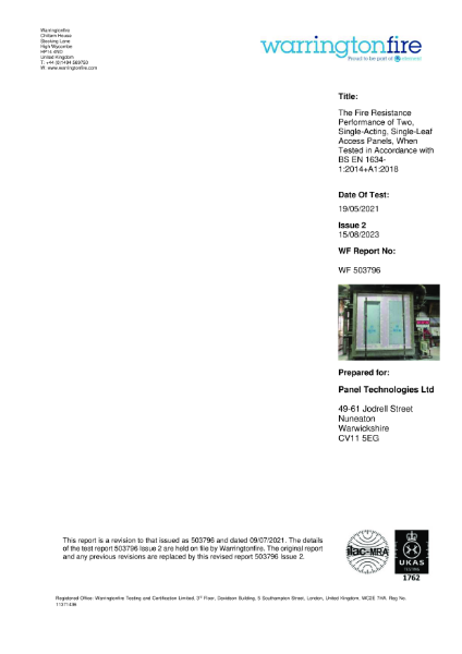 Wall Fire Test Report (Face / Room Side)