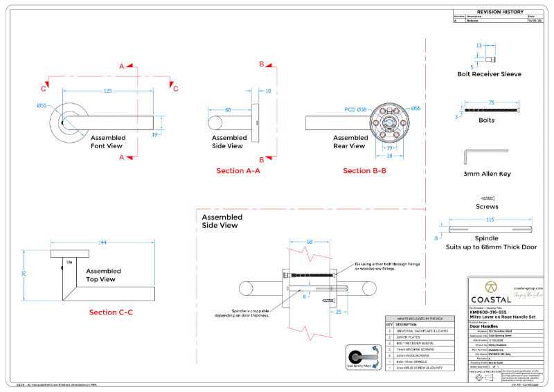 BLU™ - KM060 Mitre Lever Door Handle CAD