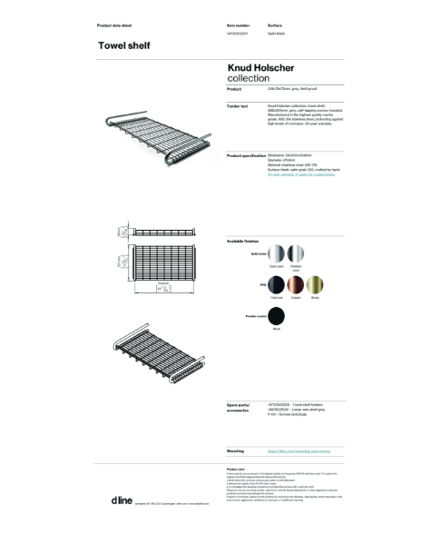 Towel shelf (data sheet)