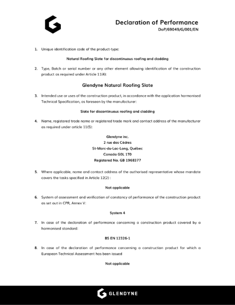 Glendyne Declaration of Performance (DoP) 2021_2022