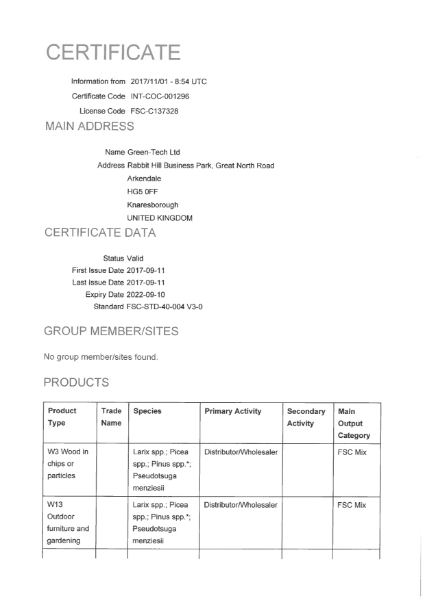 FSC Certificate